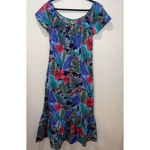 Hilo Hattie Womens Hawaiian Original Dress Medium Ruffle Tropical Floral Vtg USA